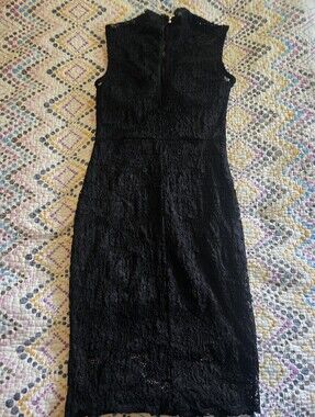 Olive Tree sleeveless black lace sheath dress